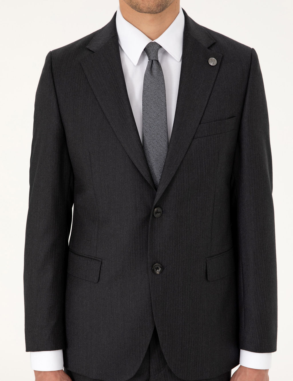 Antrasit Slim Fit _izgili Y_n Tak_m Elbise