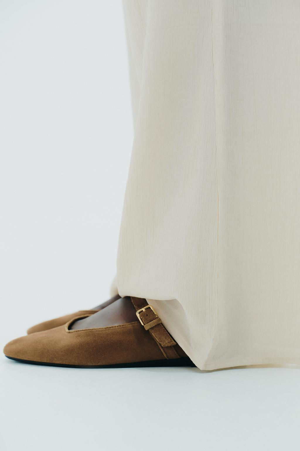 SPLIT SUEDE BALLERINAS - Zara фото 8