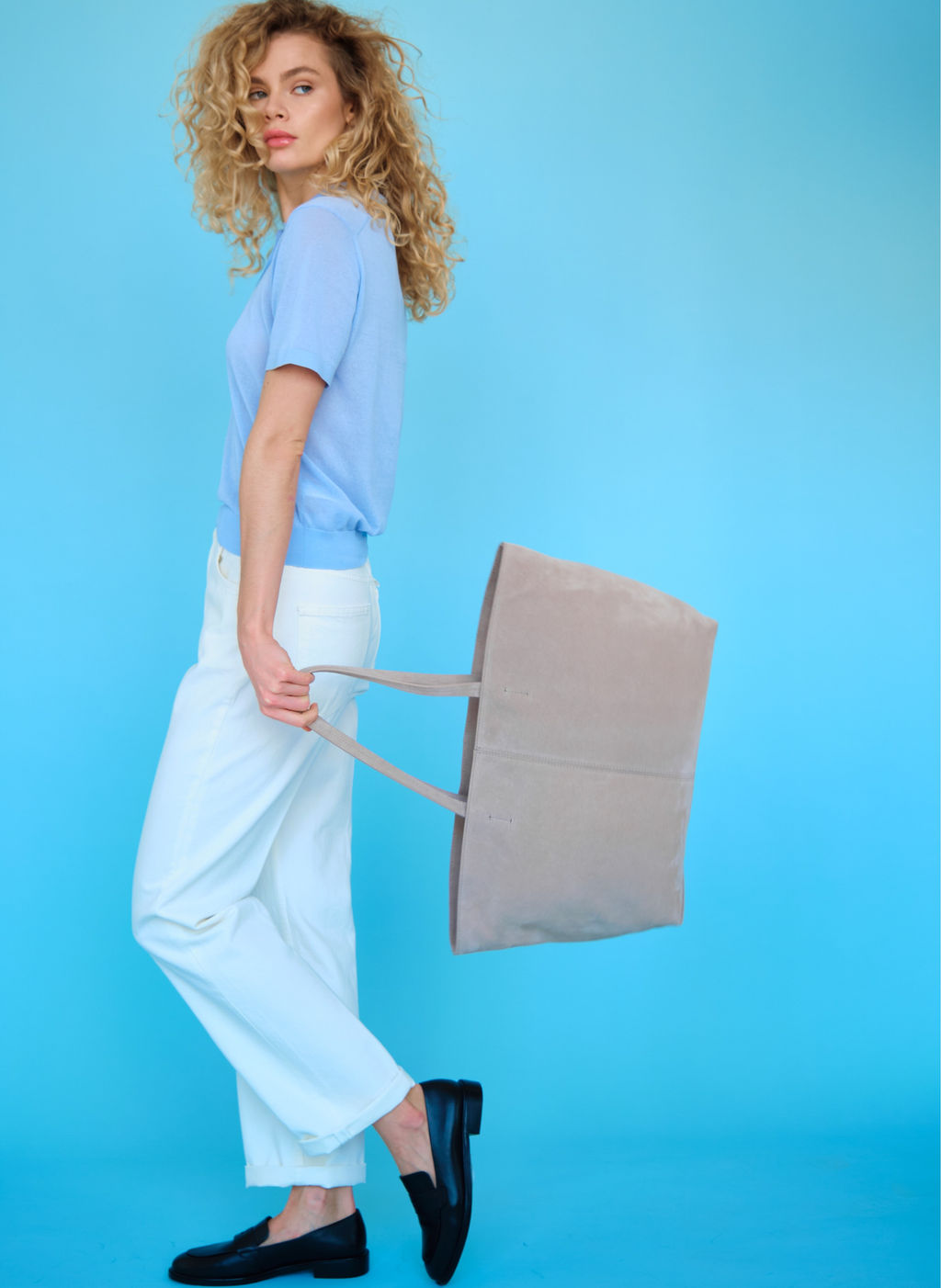 Замшевая сумка шоппер Texas DBR 31390 ваниль  фото 7