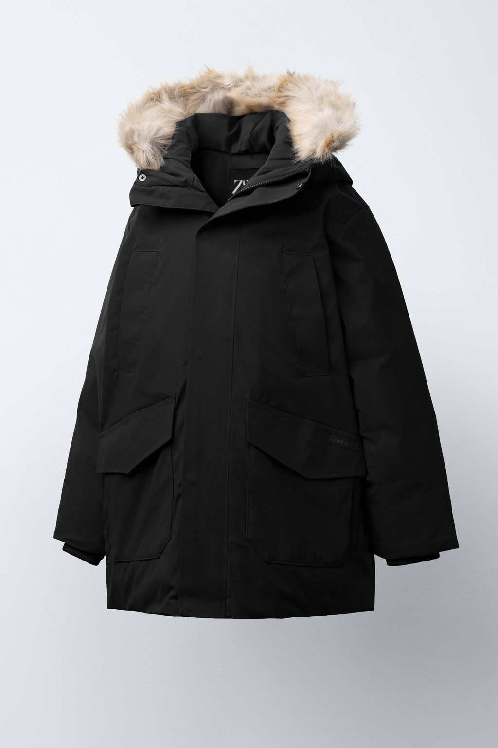 LONG FEATHER AND DOWN WATER-REPELLENT PUFFER JACKET WITH DETACHABLE FAUX FUR HOOD - Zara фото 3