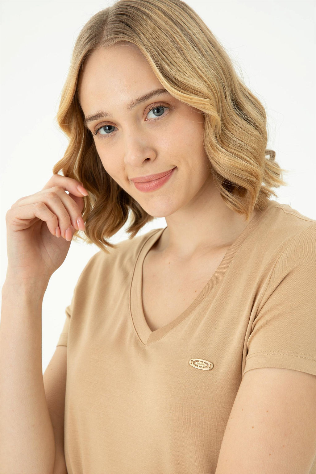 Женская базовая футболка цвета Camel - U.s. polo assn фото 9