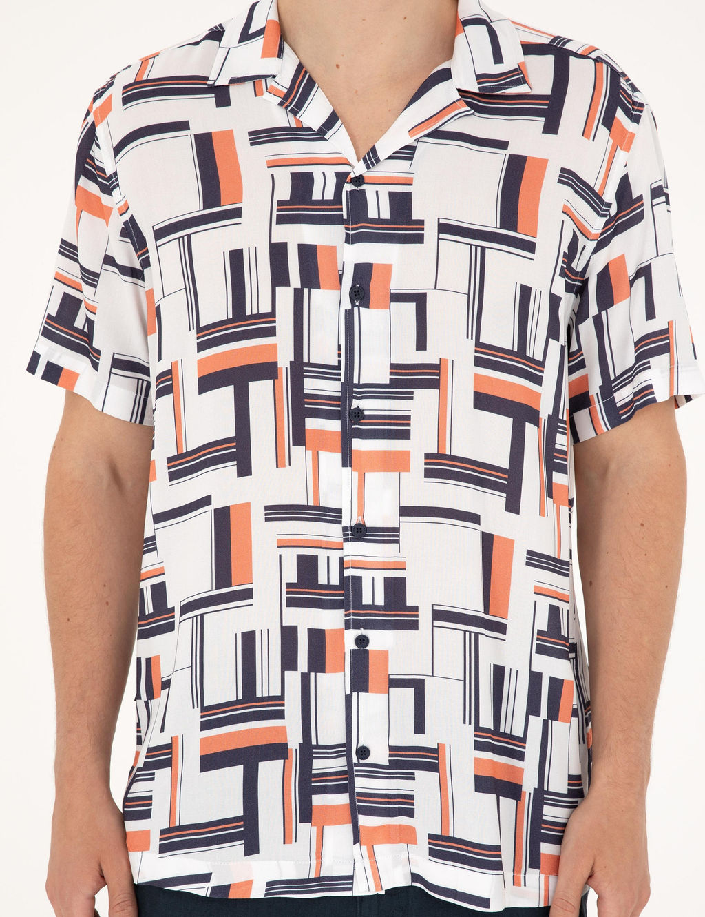 Lacivert Comfort Fit K_sa Kollu G_mlek