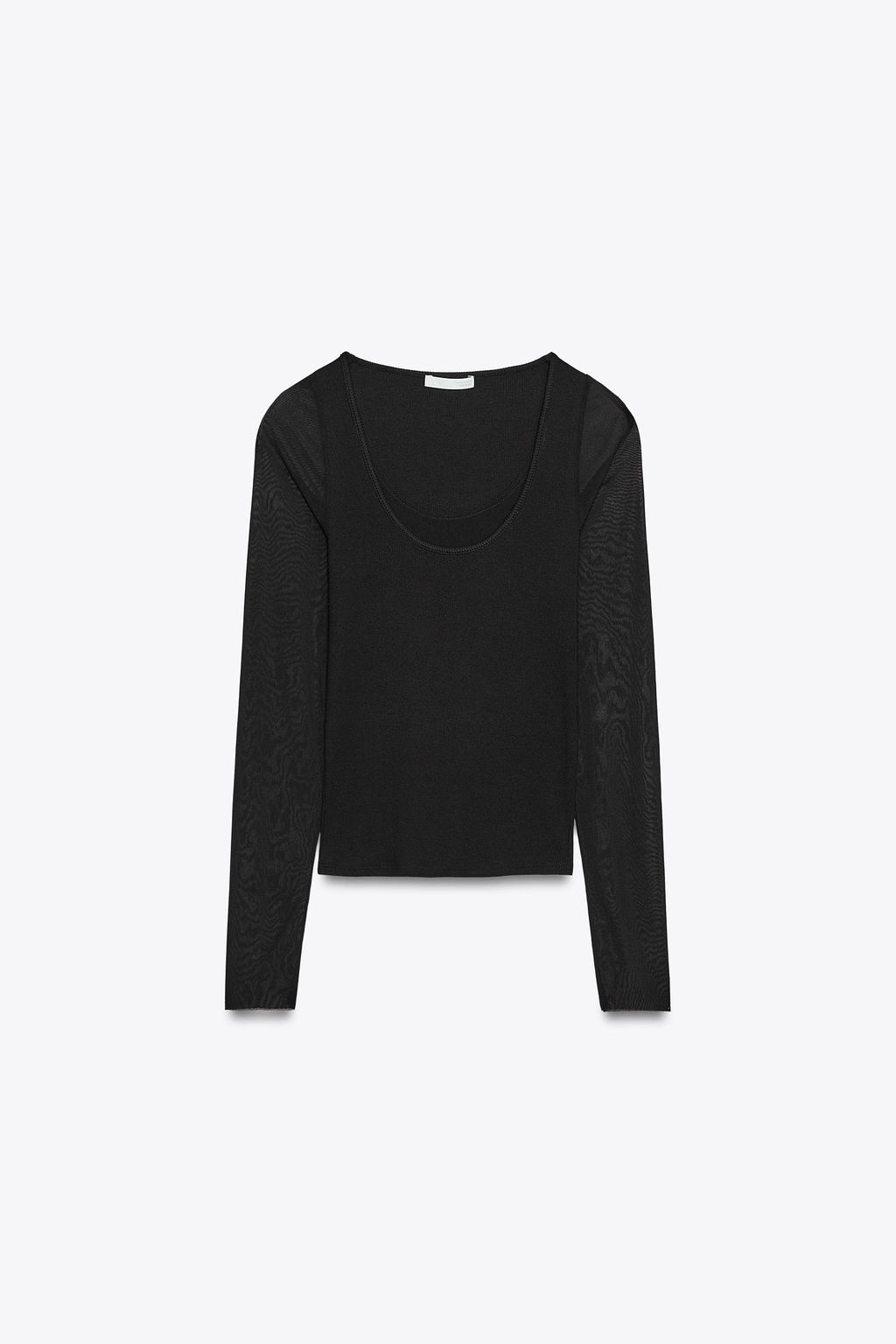SEMI-SHEER COMBINED T-SHIRT - Zara фото 12