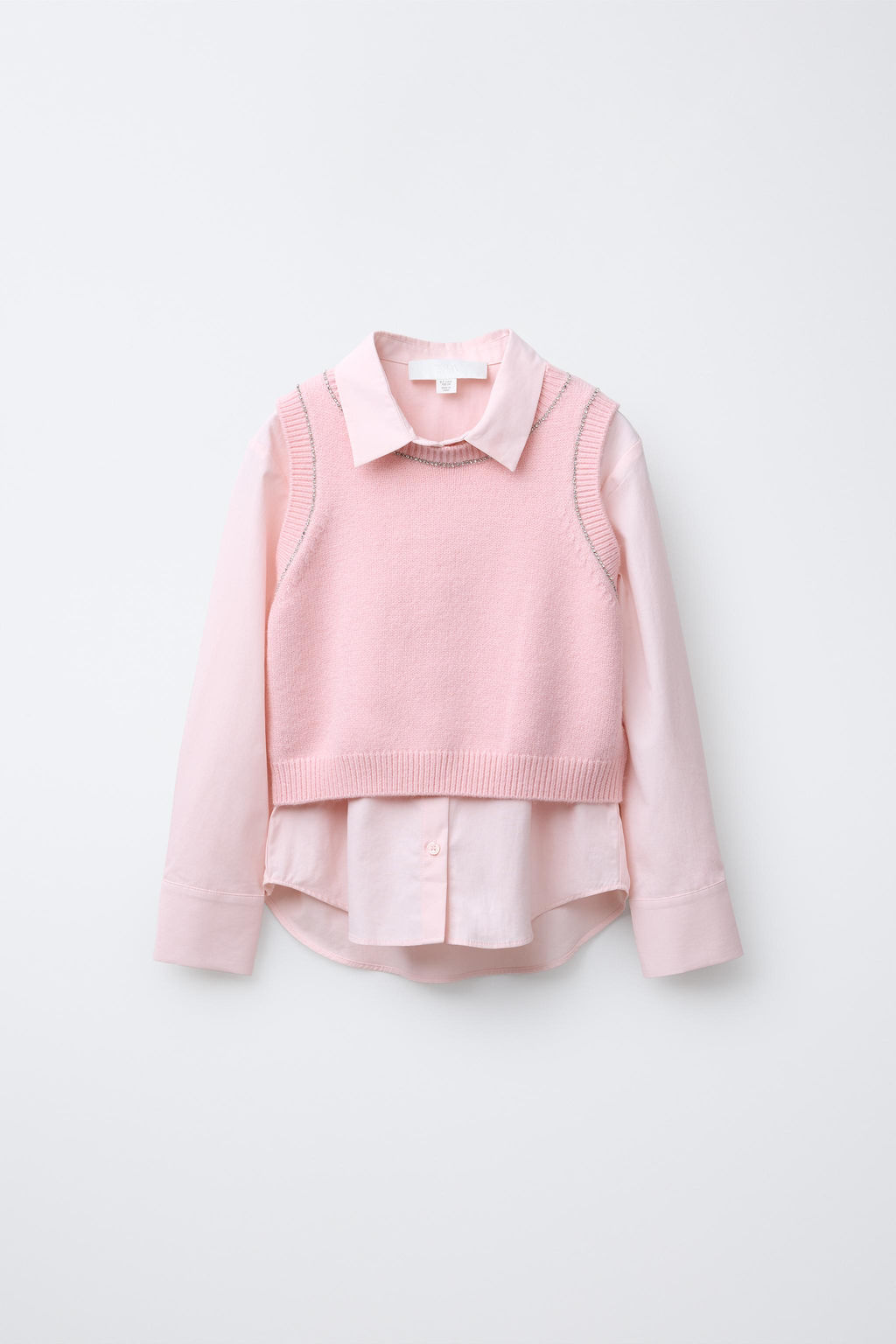 POPLIN SHIRT WITH RHINESTONE WAISTCOAT