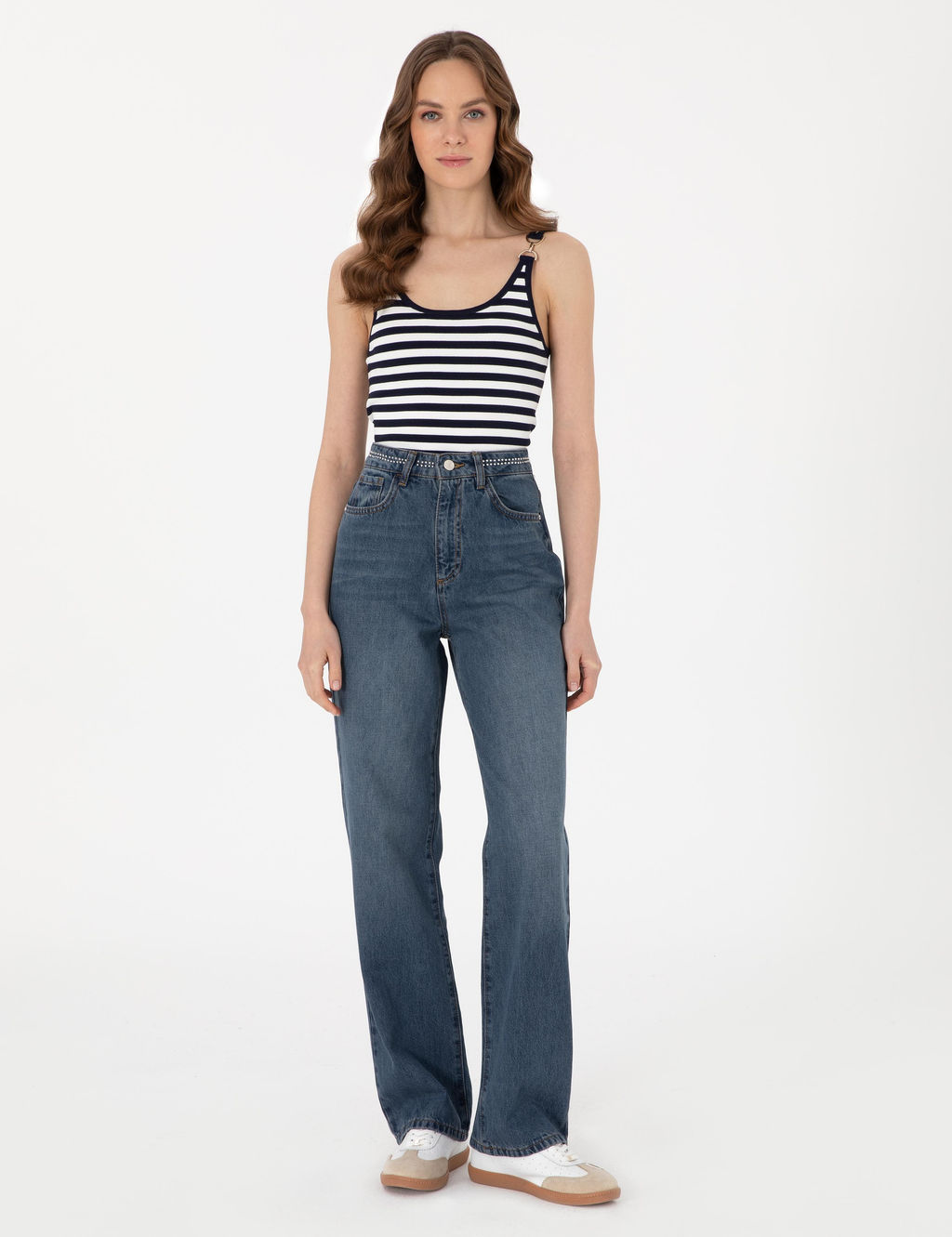 _ndigo Waist Flare Fit Jean Pantolon