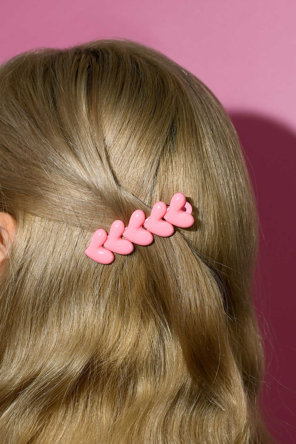 Заколка для волос зажим, арт. 71775 / 10 СЕРДЕЧКИ (в наборе: 1шт., 6,7 см, черный металл, полиэфирная смола, цвет: розовый, подложка из мелованного картона + ПЭТ-пакет с европодвесом)