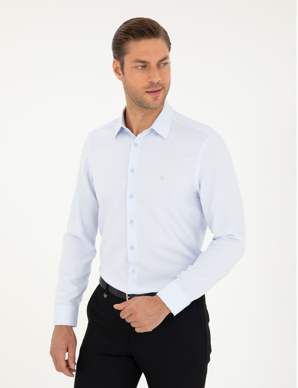 A__k Mavi Arm_rl_ Slim Fit Uzun Kollu G_mlek