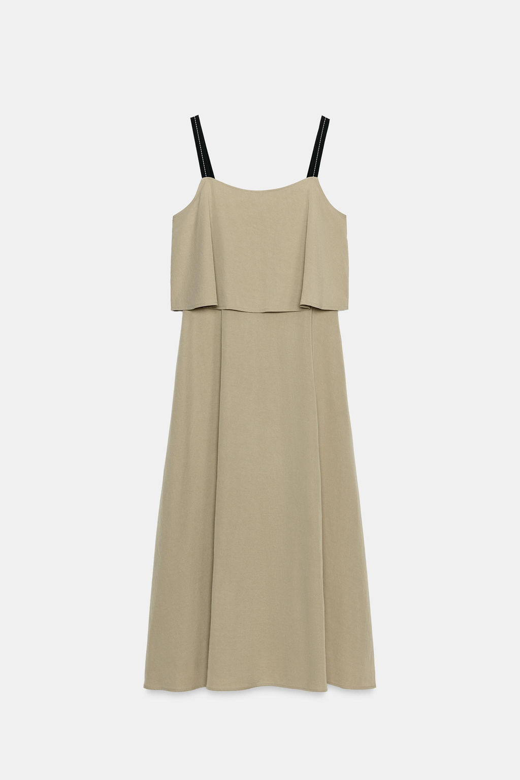 VESTIDO MIDI DOBLE CAPA TIRANTES / Marr?n / Topo