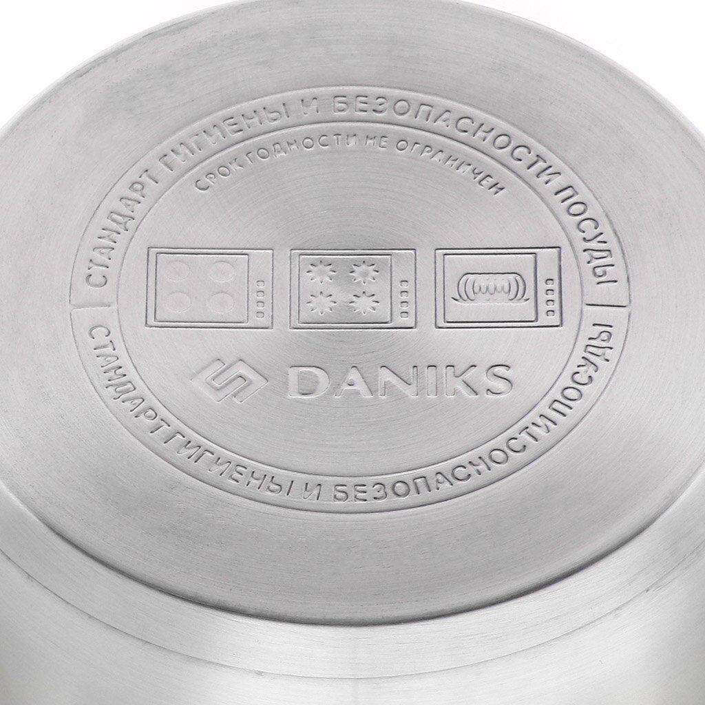 Ковш нерж/ сталь, 1.7 л, крышка стекло, индукция, силикон/ ручки мятные, SD23-16SP-2 Daniks, 451813  фото 9