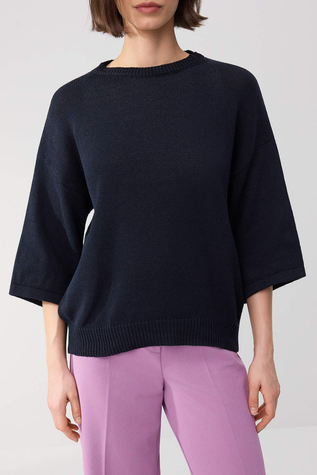 Wardrobe Essentials Lacivert Bisiklet Yaka Triko Bluz TWOSS26BZ00136