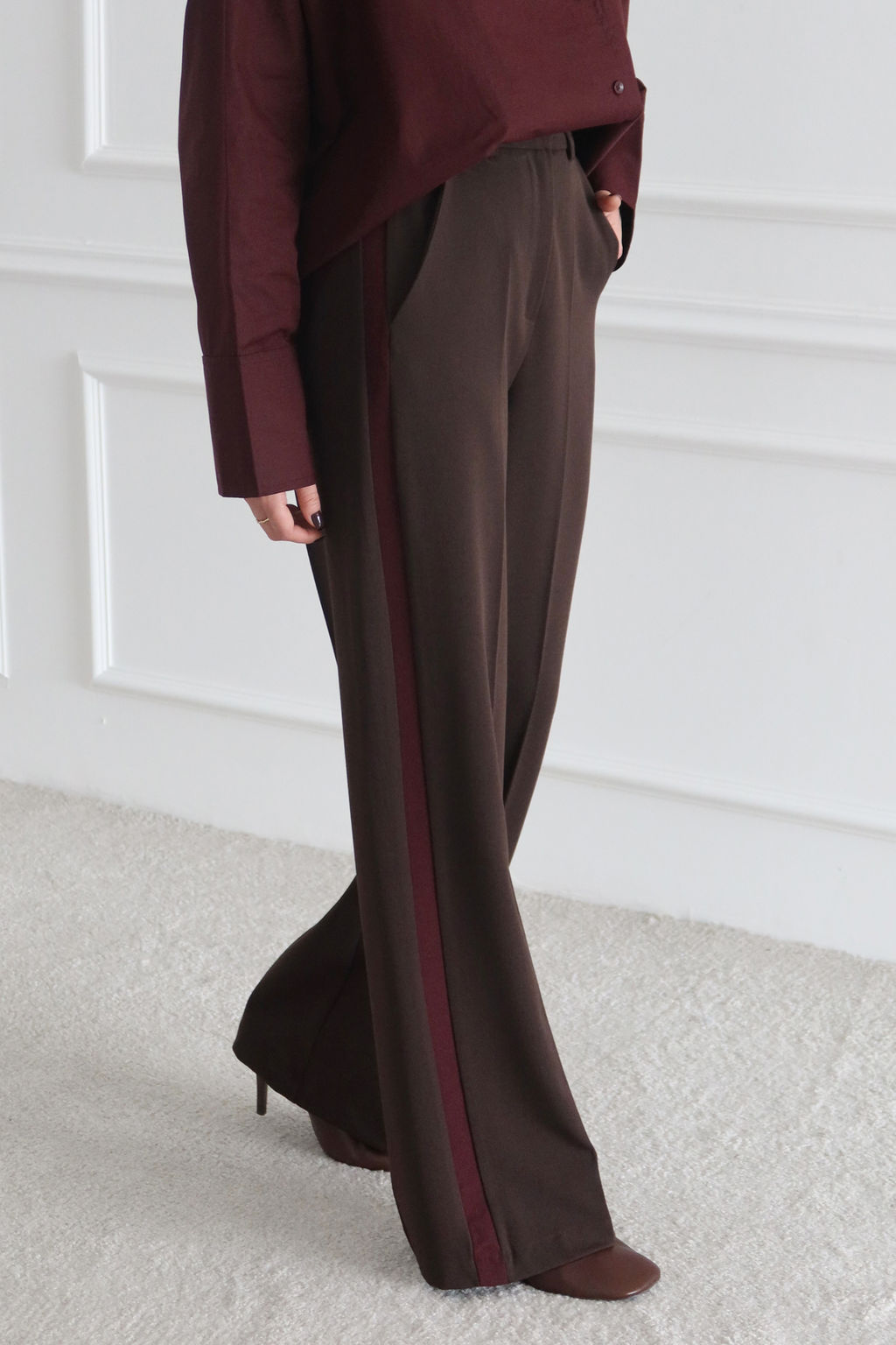 Antrasit Bordo Cizgili Dokuma Pantolon TWOSS26PL00013 - Trendyolmilla фото 11