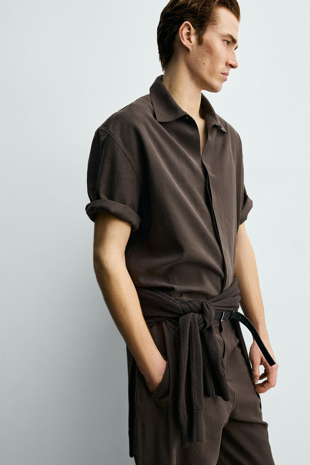 CAMISA FLUIDA RELAXED FIT / Marr?n - Zara фото 5