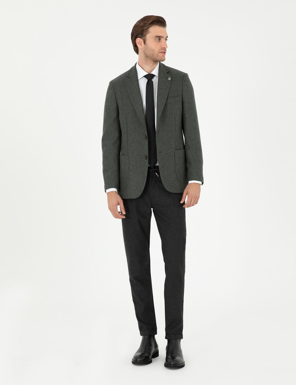 Antrasit Slim Fit Kanvas Pantolon