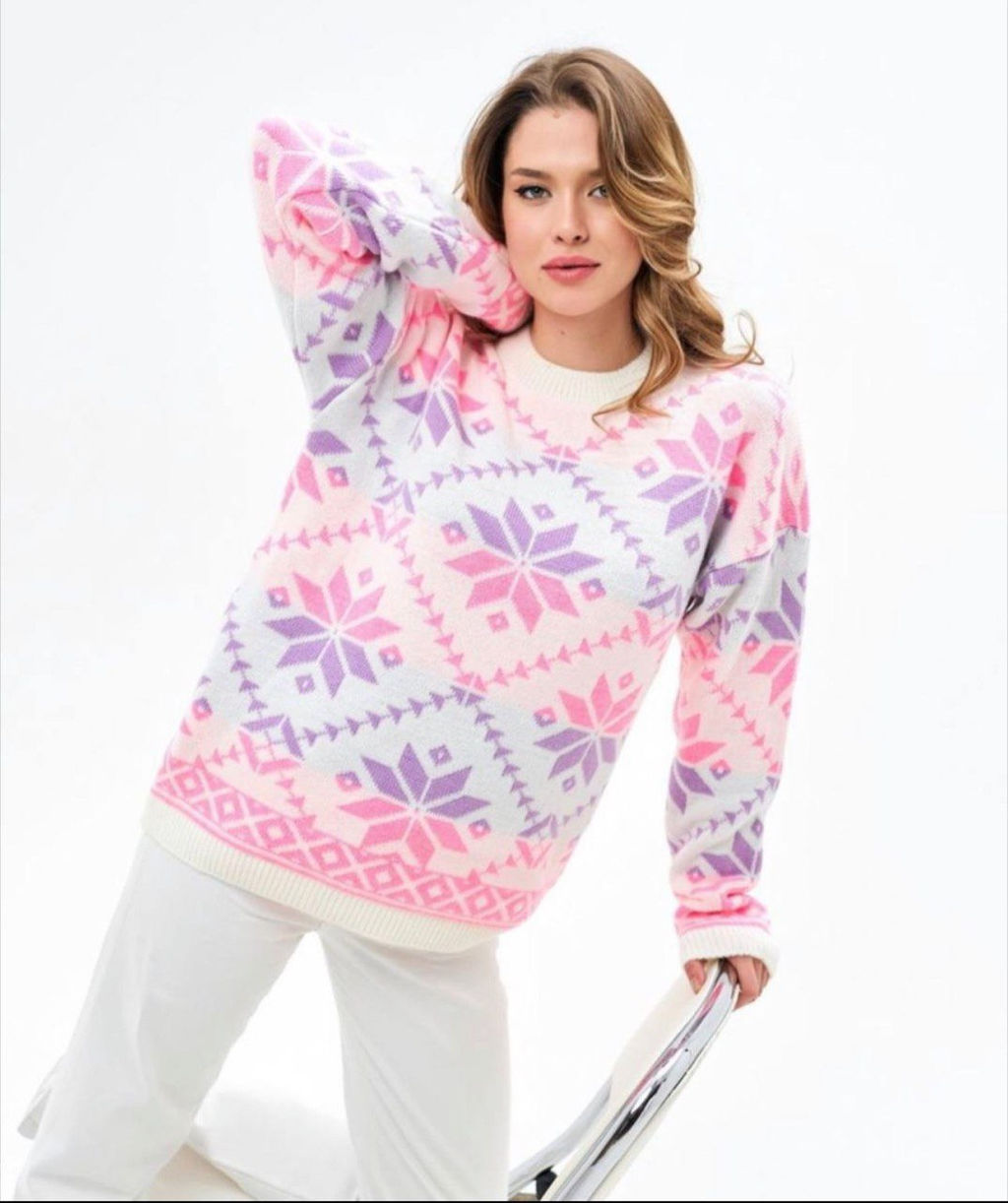 K13189 Джемпер (вязаный трикотаж) РОЗОВЫЙ