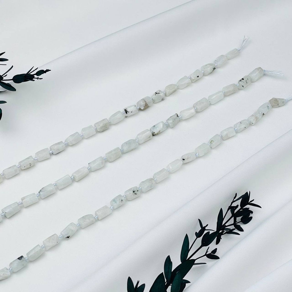 Бусины для украшений из Лунного камня с вкл. Турмалина 40 см