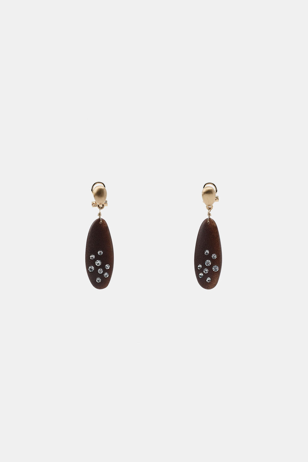 WOOD-EFFECT GLITTER EARRINGS - Zara фото 5