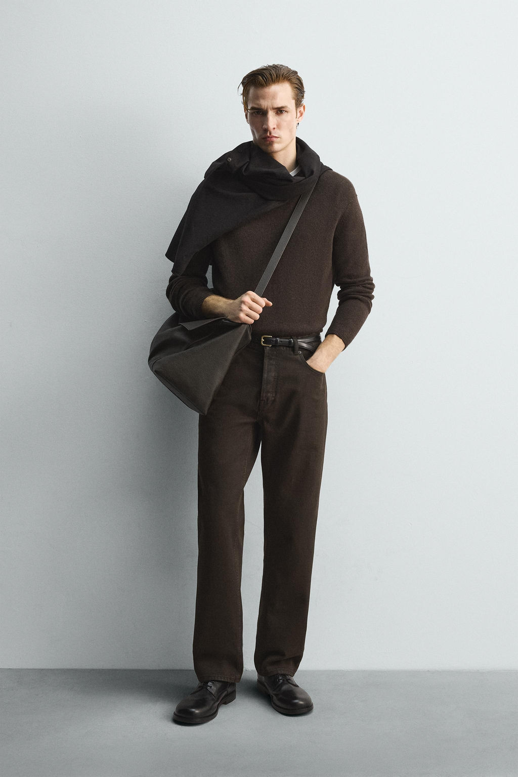 WAXED FINISH STRAIGHT-LEG JEANS