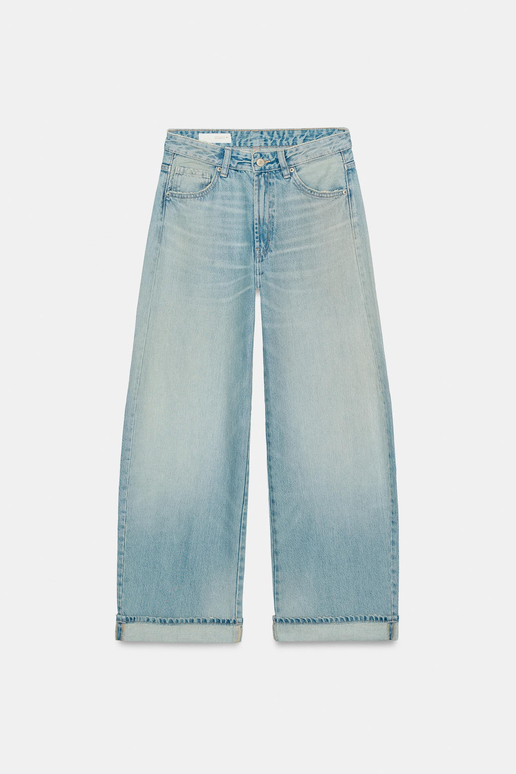 JEANS TRF BAGGY FOLDED ROTOS / Azul claro - Zara фото 8