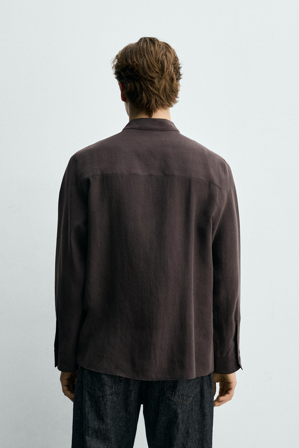 CAMISA FLUIDA CUELLO TIRA / Marr?n - Zara фото 3