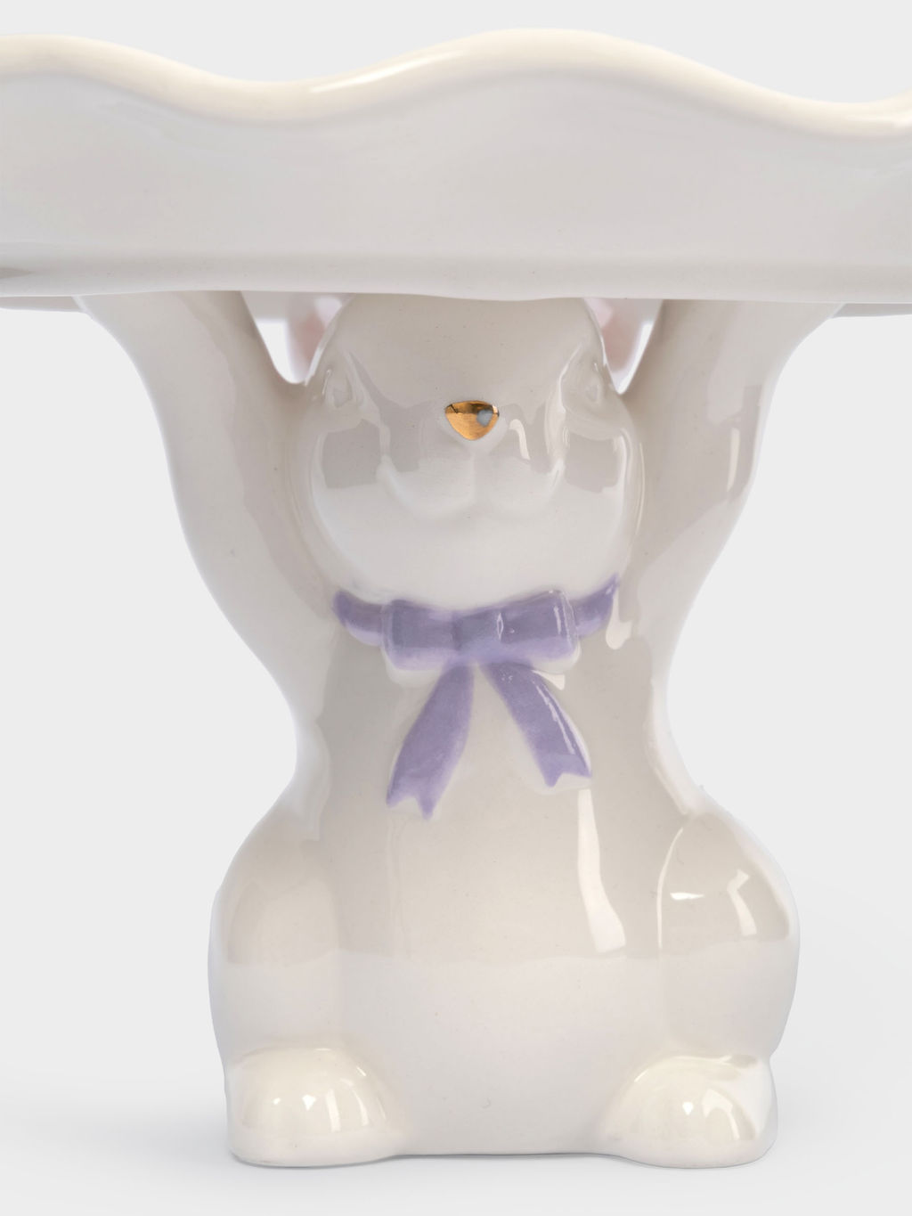 Блюдо на ножке, 19х12 см, керамика, молочно-золотистое, Кролик с бантом, White Rabbit - Anna lafarg фото 4
