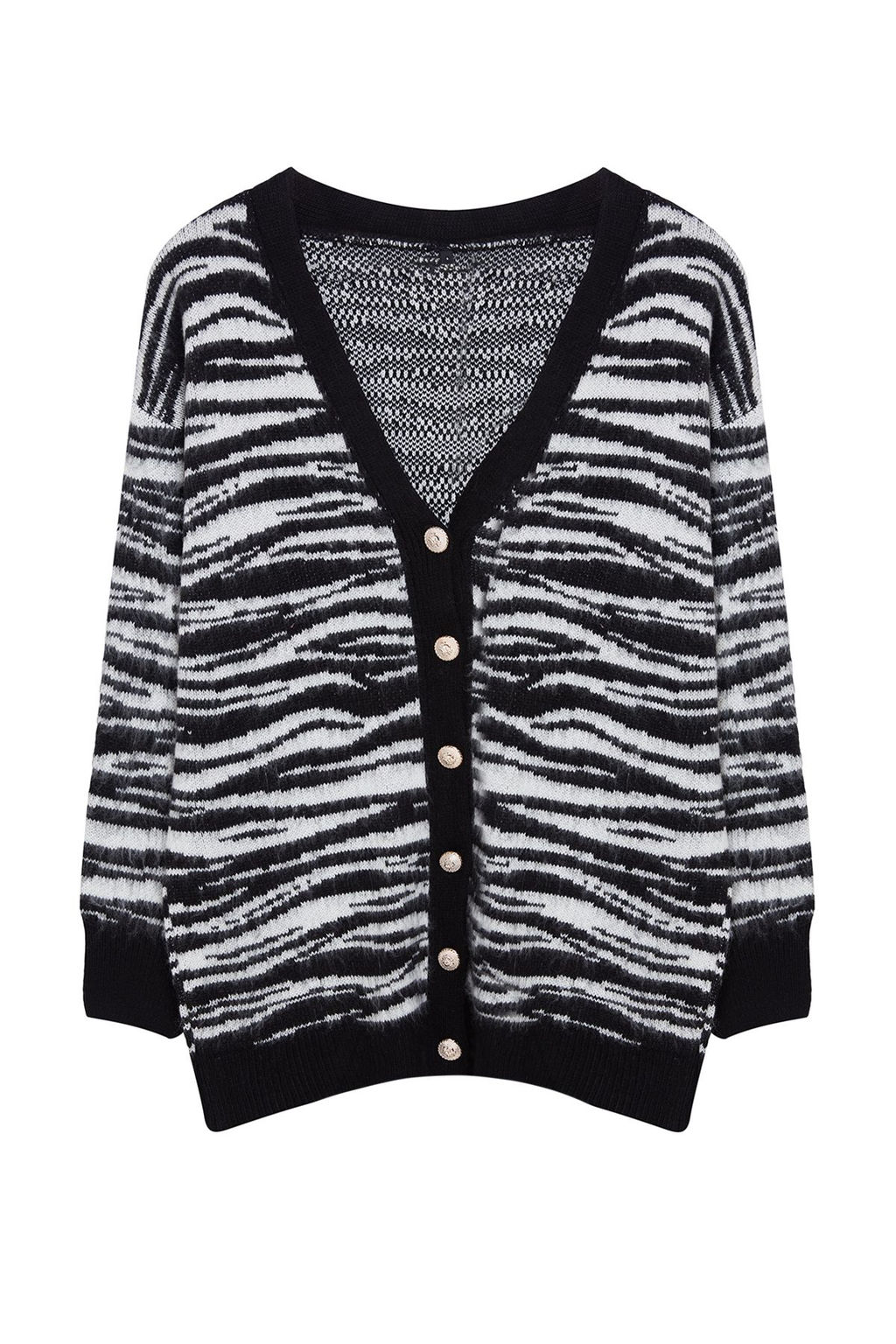 Siyah Yumusak Dokulu Zebra Desenli Triko H?rka TWOAW25HI00239 - Trendyolmilla фото 6