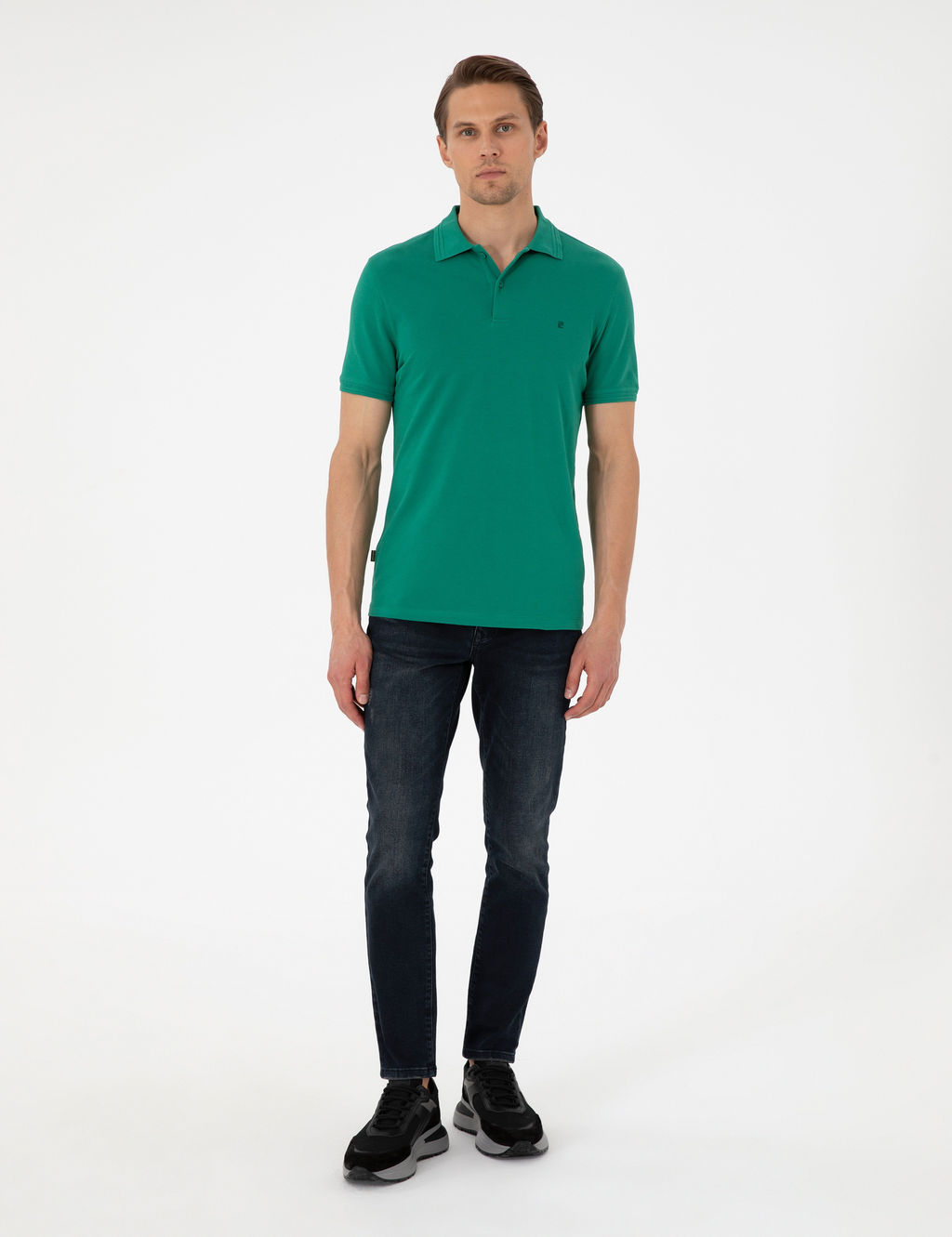 Ye_il Slim Fit %100 Pamuk Polo Yaka Basic Ti__rt
