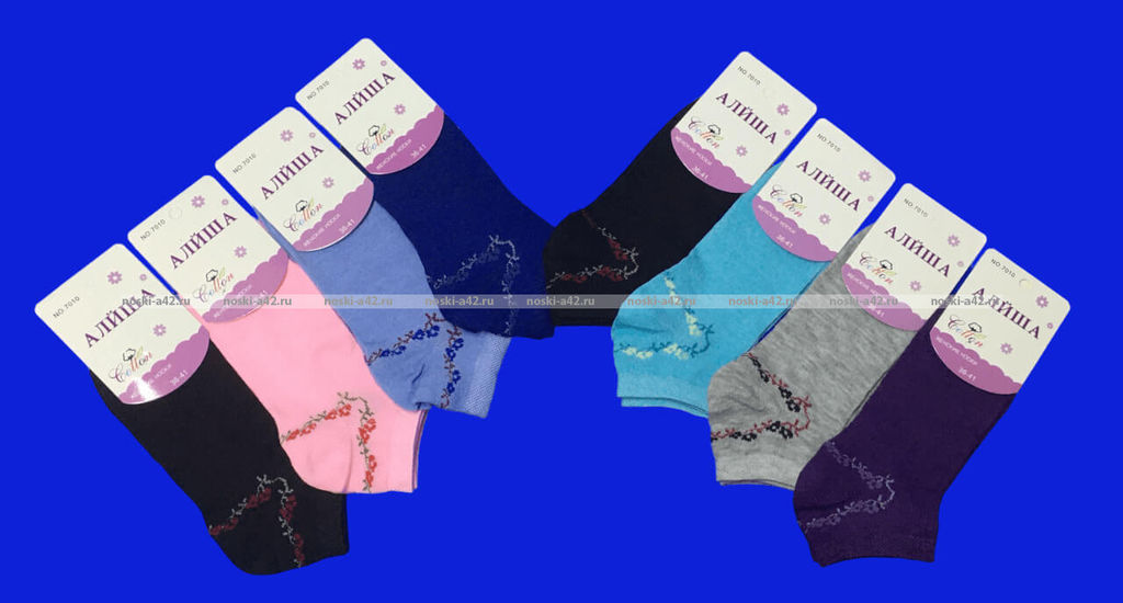 Цена за 12 пар. Следки женские однотонные "Цветочки"