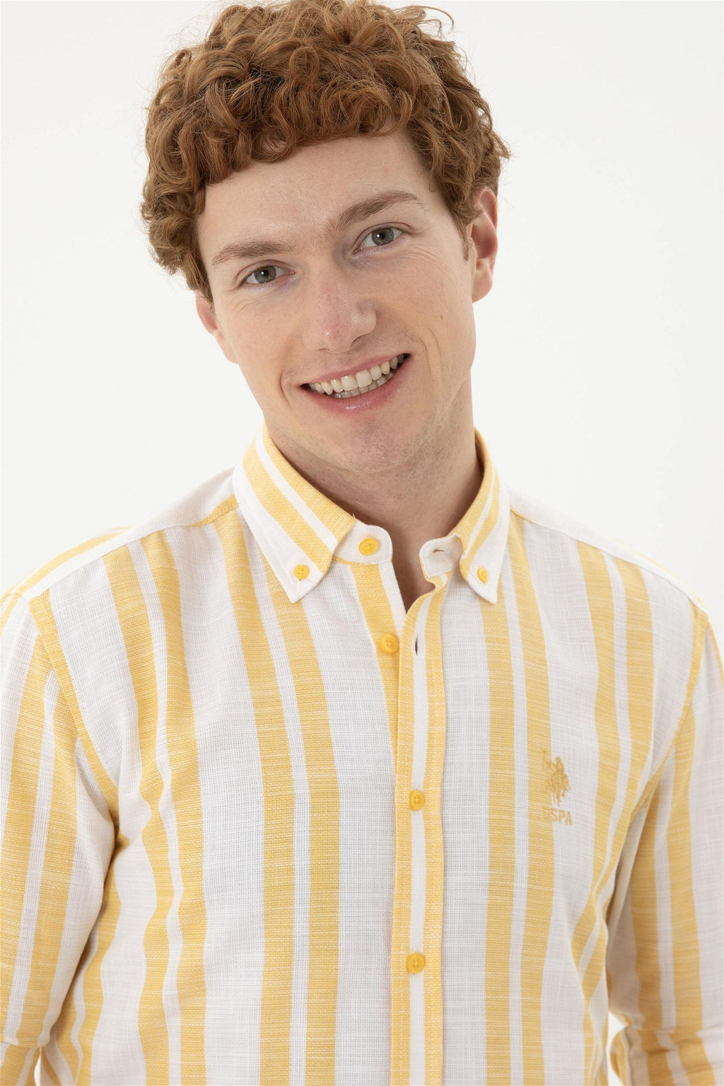 Мужская шафрановая рубашка с длинным рукавом - U.s. polo assn фото 2
