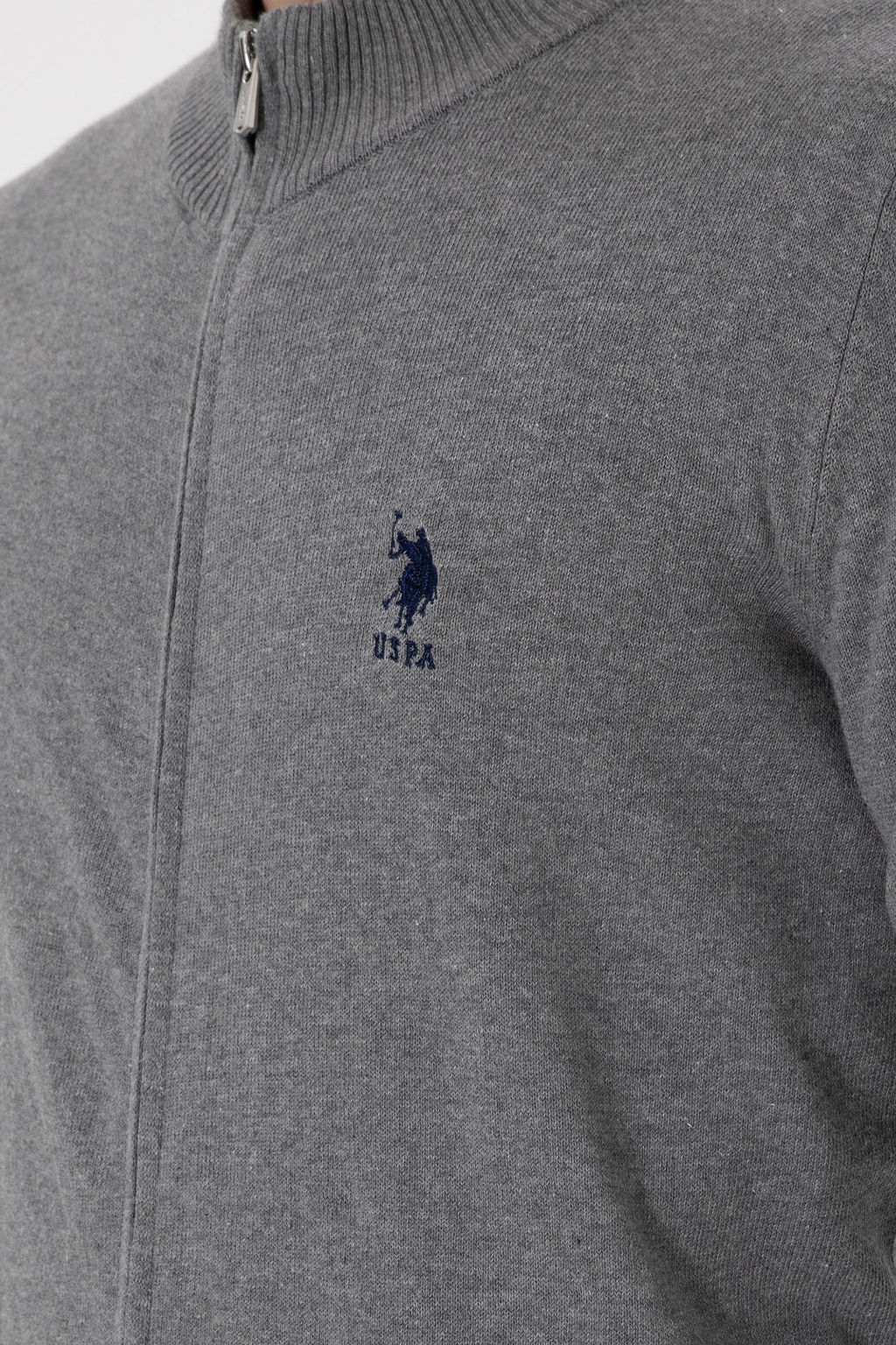 Мужской серый меланжевый базовый трикотажный кардиган Неожиданная скидка в корзине - U.s. polo assn фото 7