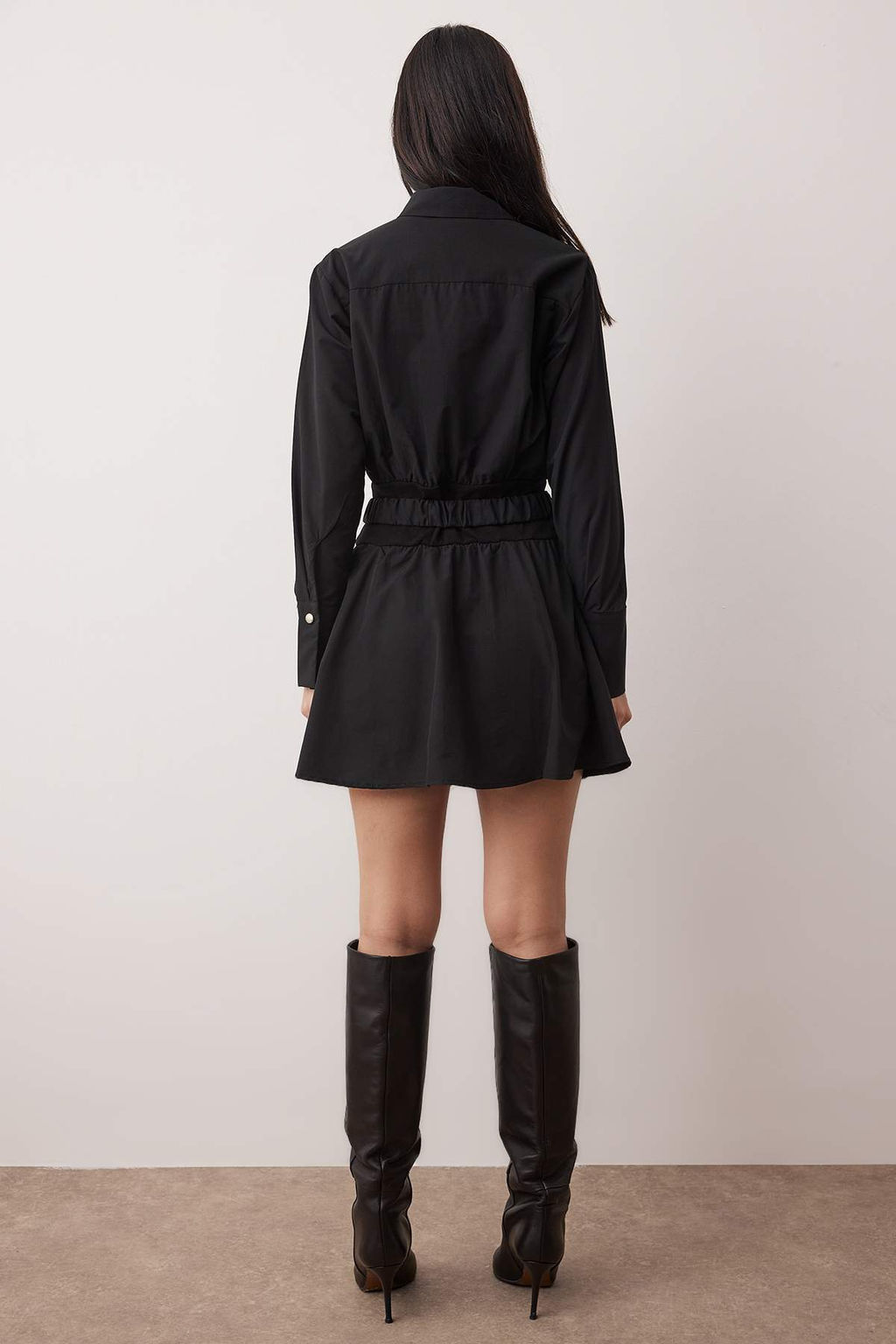 Siyah Duz Kemerli K?sa / Mini Dokuma Elbise TWOAW26EL00322