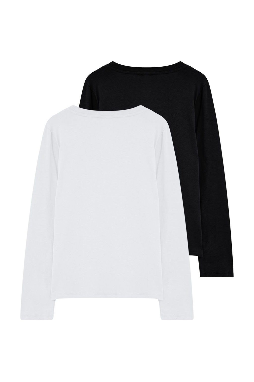 Trendyolmilla Siyah-Beyaz 2li Paket %100 Pamuk V Yaka Regular/Normal Kesim Orme T-Shirt TWOAW25TS00002 фото 7