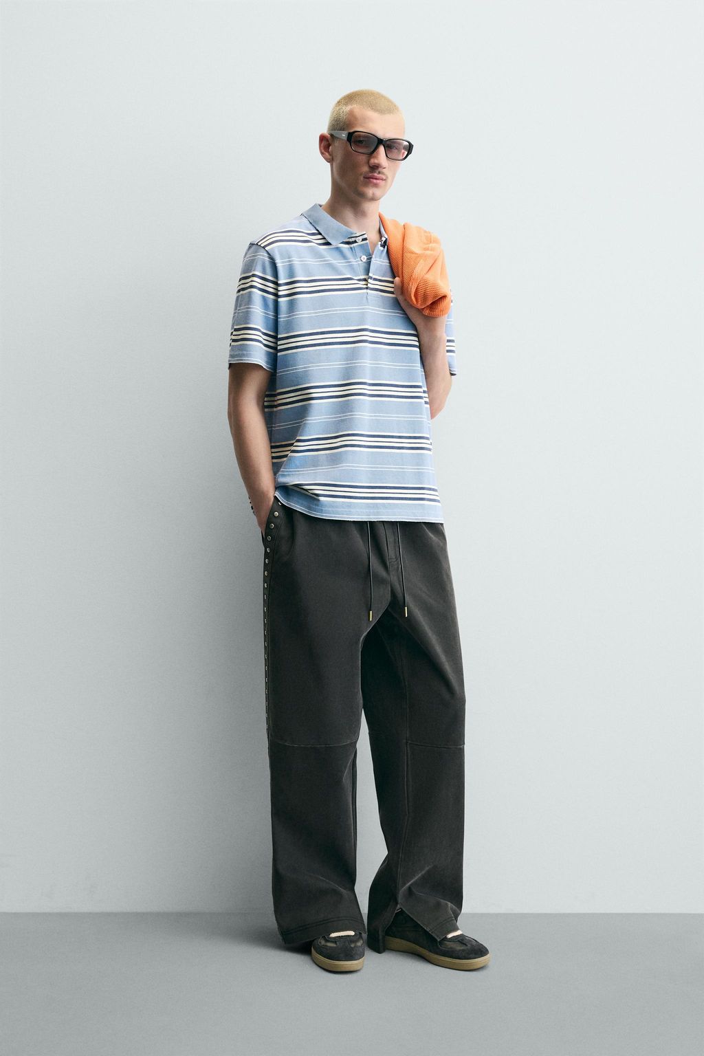 POLO BOXY FIT RAYAS / Azul / Blanco