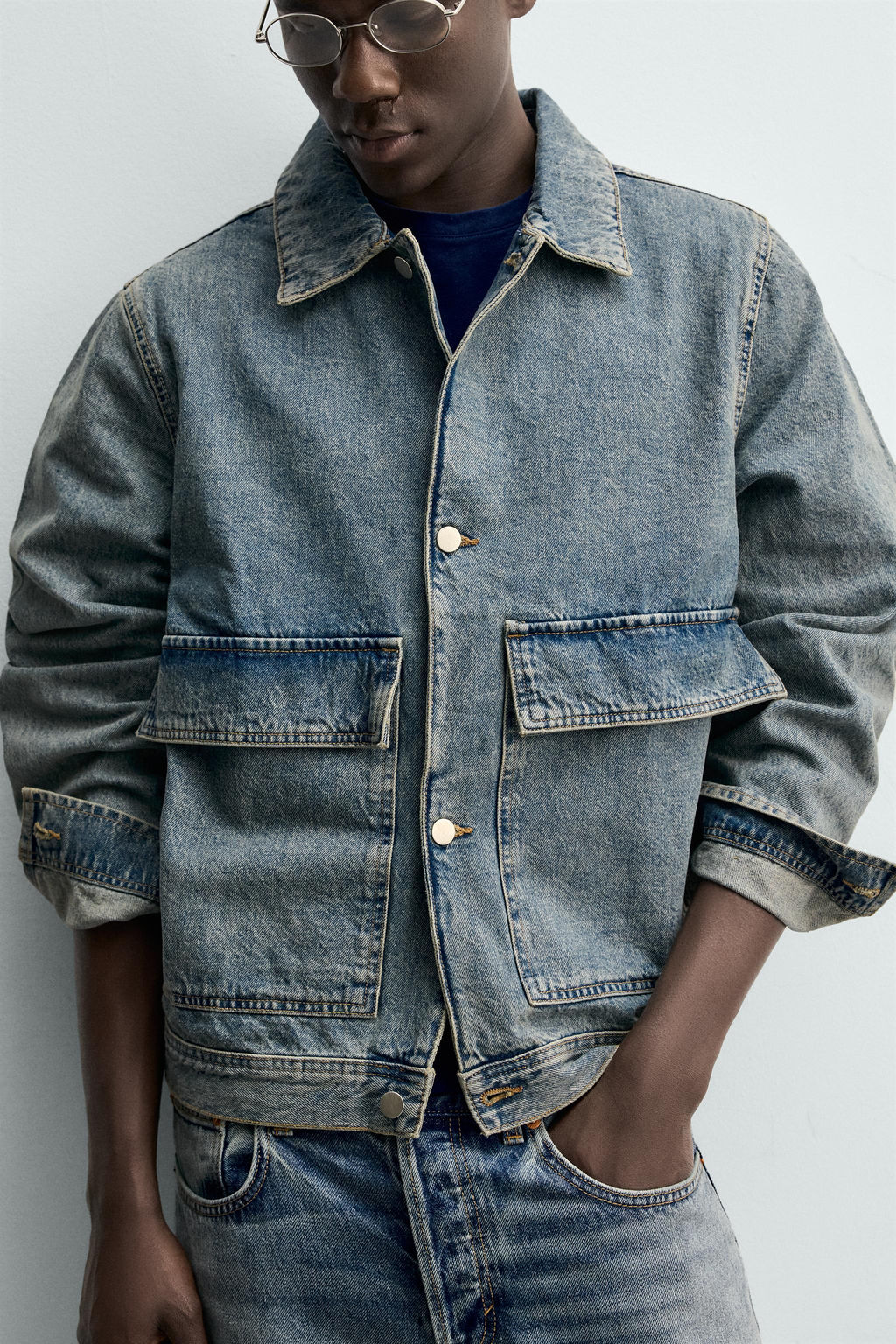 SOBRECAMISA DENIM REGULAR FIT / Azul pastel - Zara фото 6