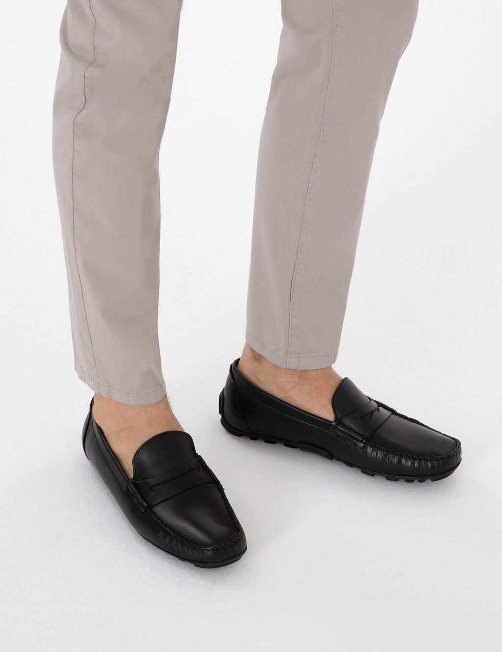 Siyah %100 Deri Loafer Ayakkab_