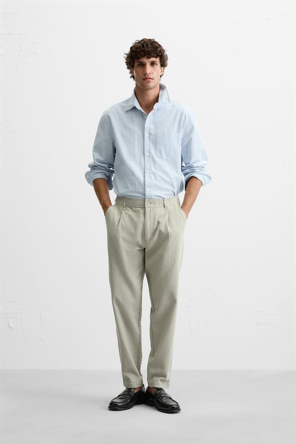 TEXTURED PLEATED TROUSERS - Zara фото 19