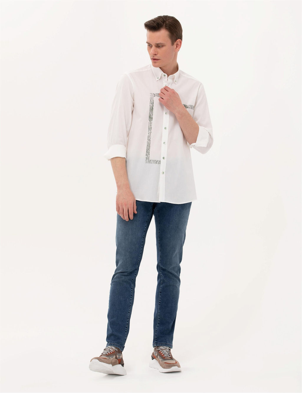 Haki Regular Fit Uzun Kollu G_mlek - Pierre cardin фото 3