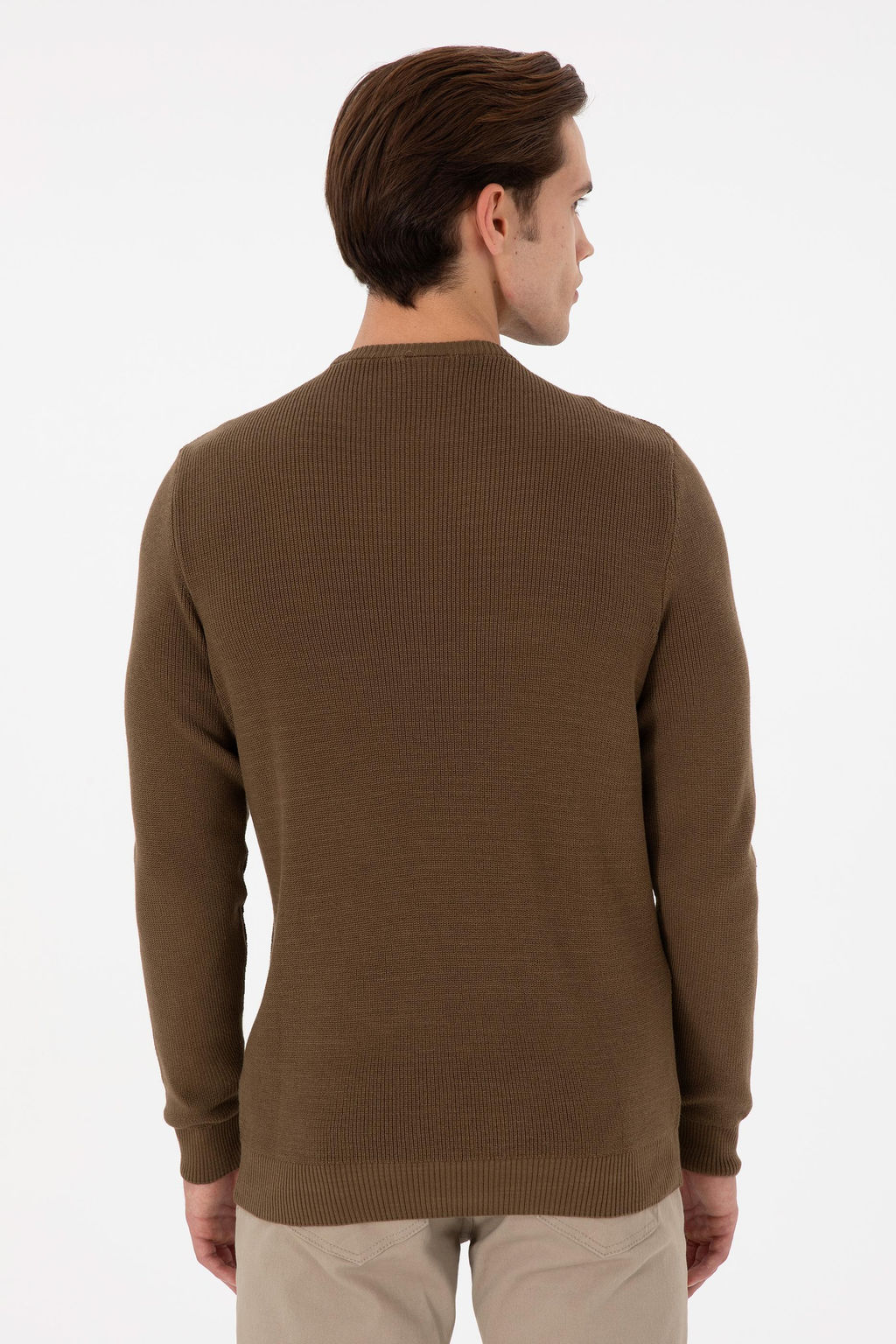 Erkek Slim Fit Bisiklet Yaka Haki Basic Kazak - U.s. polo assn фото 5