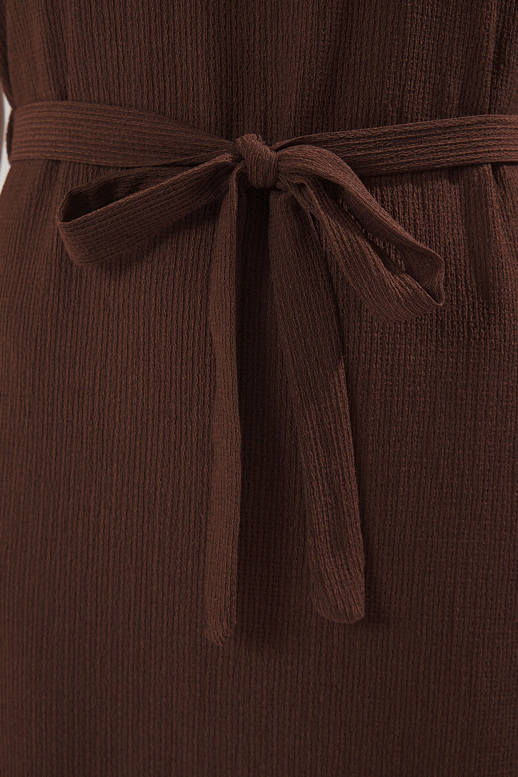 Kahverengi Burumcuk Kemer Detayl? S?f?r Kol Midi Orme Elbise TWOSS25EL00665 - Trendyolmilla фото 3