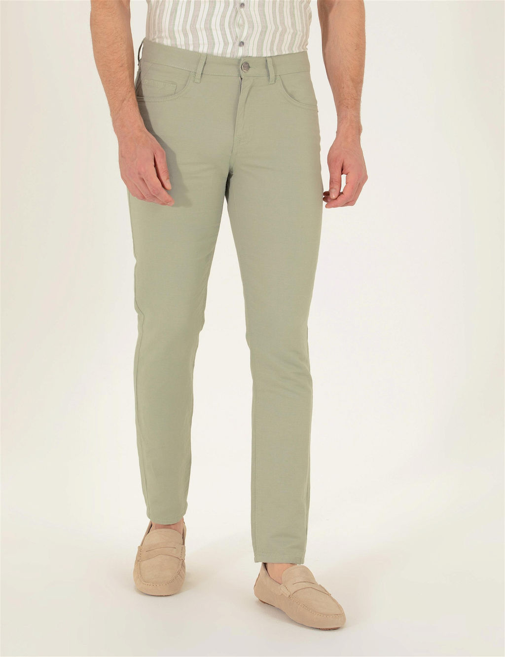 A__k Ye_il Slim Fit Keten Kar___ml_ Kanvas Pantolon - Pierre cardin фото 2