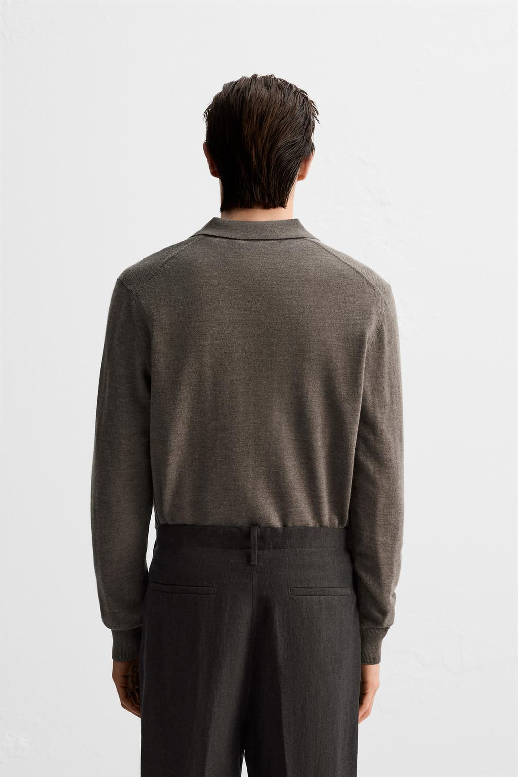 MERINO WOOL KNIT POLO SHIRT - Zara фото 19