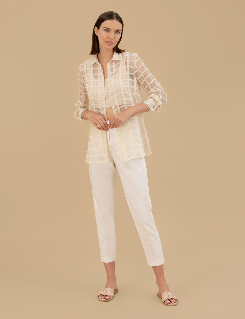 Krem Transparan Comfort Fit Uzun Kollu G_mlek