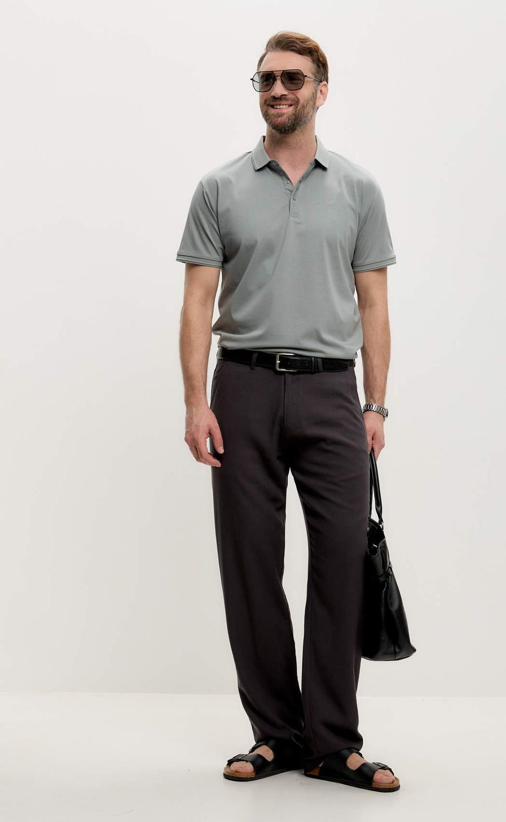 Брюки лен F511-0851 d.grey