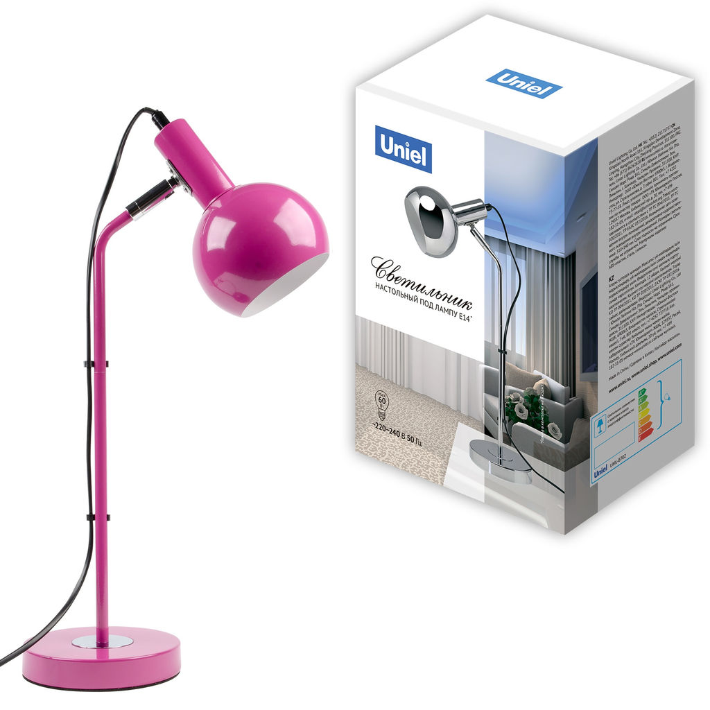 UML-B702 E14 PINK Светильник настольный, 60W. Цоколь Е14. Механический выключатель. Розовый. ТМ Uniel - Volpe фото 14