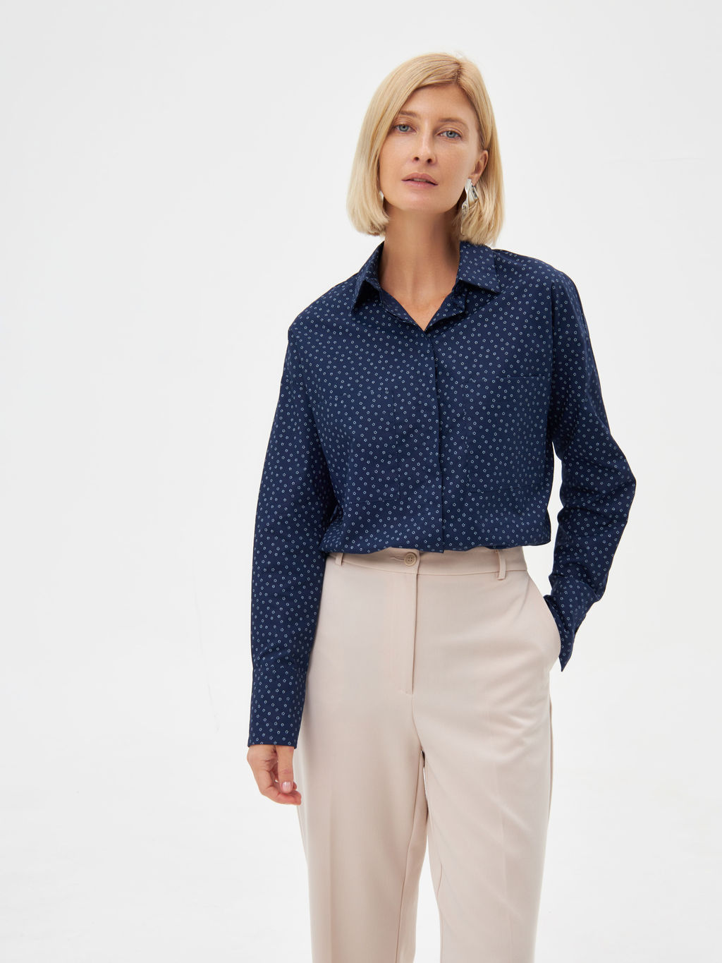 Блузка женская дл. рук. KATHARINA KROSS KK-B-007T-синий.принт  фото 7