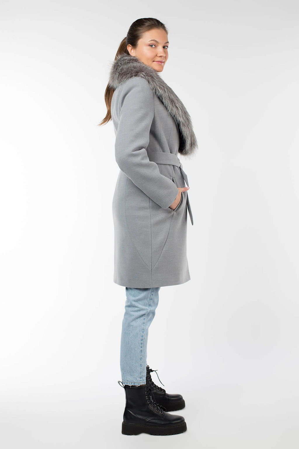 02-2959 Пальто женское утепленное (пояс) - El podio фото 3