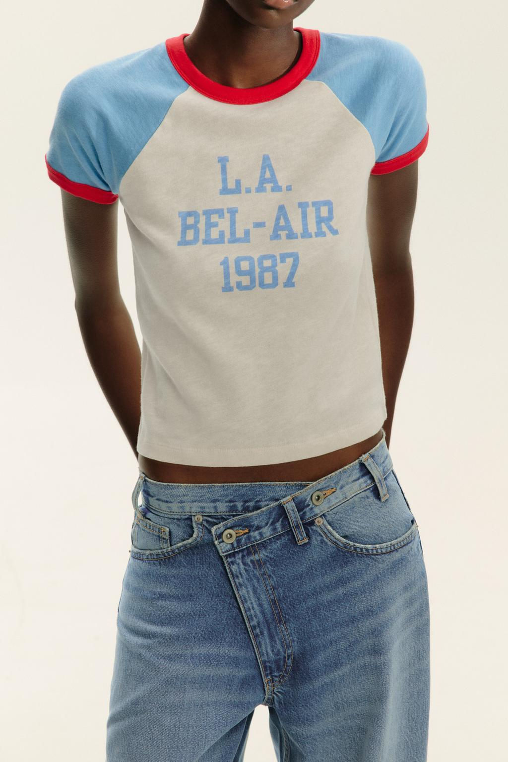 SLOGAN T-SHIRT WITH RIBBED TRIM - Zara фото 15