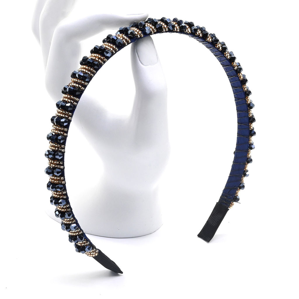 Ободок для волос с цирконом, цвет синий