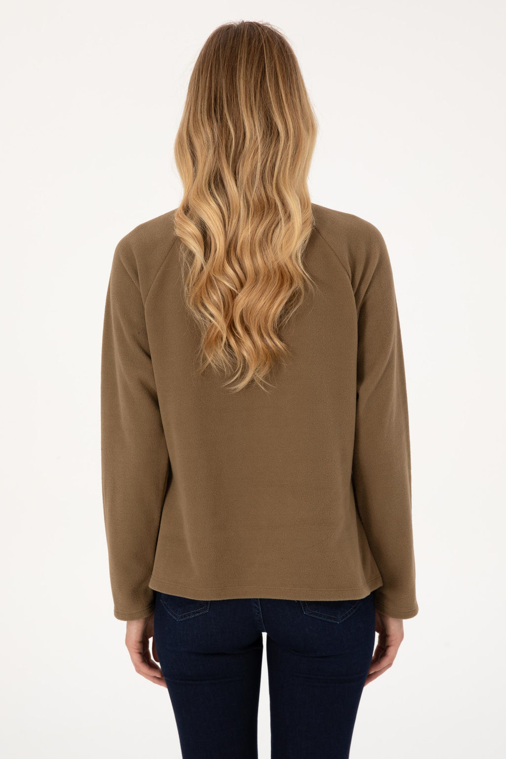 Kad_n A__k Haki Fermuarl_ Dik Yaka Polar Sweatshirt - U.s. polo assn фото 5