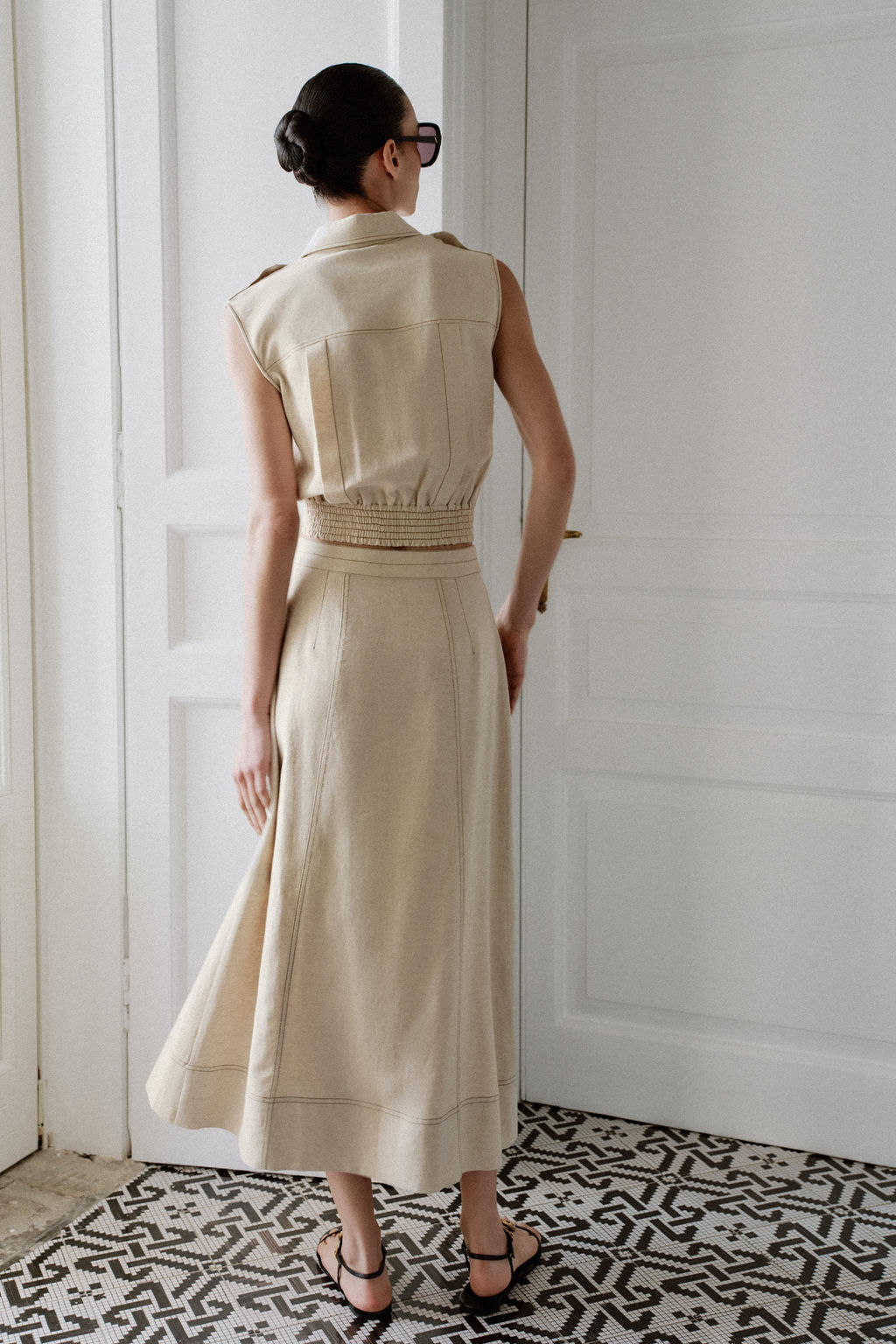 FALDA MIDI CRUZADA CON LINO / Beige claro - Zara фото 5