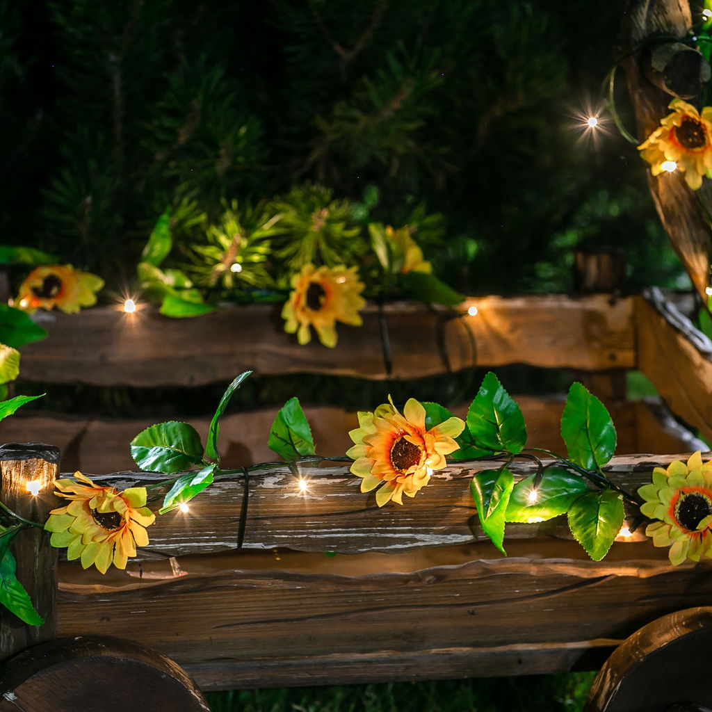 USL-S-138/PT2300 SUNFLOWERS Садовая гирлянда на солнечной батарее Подсолнухи. 24 светодиода. Теплый белый свет. 1*АА Ni-Mh аккумулятор в/к. IP44. TM Uniel - Volpe фото 7
